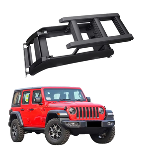 Échelle latérale télescopique en alliage d'aluminium noir, échelle de toit, porte-bagages de toit, capacité de 100 kg pour Jeep Wrangler JL JK 201 - Product Image 2