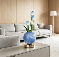 Lampe de chevet en verre en forme de tulipe, lampe de table décorative, lumière d'ambiance pour chambre à coucher