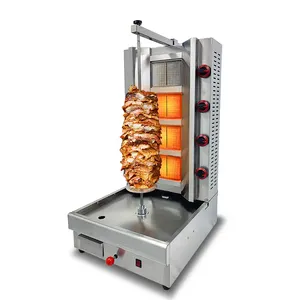 Kualitas tinggi komersial 4 pembakar Doner Kebab mesin Gas Shawarma UNTUK RESTORAN