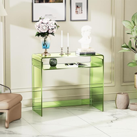 Source Usine Personnaliser Durable Moderne Style Vert Transparence Acrylique Bureau D'ordinateur Table De Chevet avec Tiroir pour la Maison Tenir
