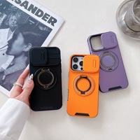 Coque de téléphone magnétique intelligente avec accessoires pour iPhone 18 17 Pro Max, protection antichoc en TPU avec anneau support et fenêtre coulissante pour caméra