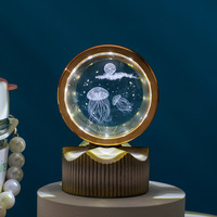 Lampe de nuit sphérique en cristal gravée en 3D, style moderne minimaliste, avec éclairage d'ambiance, cadeau d'anniversaire idéal et décoration de bureau à domicile