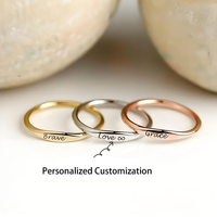 Bague minimaliste en acier inoxydable gravée sur mesure, personnalisable, pour homme et femme, cadeau