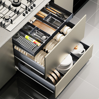 Organisateur de placard coulissant en aluminium de style moderne, gain de place, panier à tiroirs multifonction à 3 côtés pour vaisselle de cuisine
