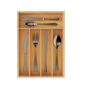 Bamboo compartmentalized storage box retractable kitchen utensils partition finishing kitchen storage box Wholesale