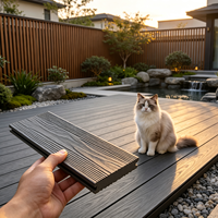 Planches de terrasse en composite WPC couleur teck, aspect bois, imperméables pour jardin, patio, balcon