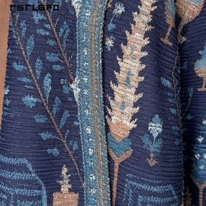 Robe longue plissée pour femme, style Abaya, imprimé tapis persan Kilim, ceinture à nouer, manches longues, modeste, de luxe, ethnique, OEM/ODM - Product Image 4