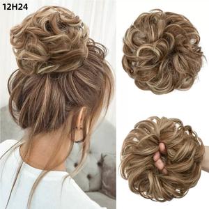 Messy Hair <span class=keywords><strong>Chignon</strong></span> Cheveux Pièces Mix Couleur Élastique Ondulé Bouclés Chouchous Synthétique <span class=keywords><strong>Chignon</strong></span> Extension de Cheveux pour Filles - Product Image 2