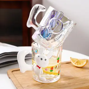 280ml el-boyalı sevimli tavşan kolu fincan kolu ile yüksek sıcaklık karikatür yüksek değer su bardağı ev yurt ofis kupa