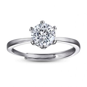 Dylam <b>Adjustable</b> Open 1CT 925 <b>Sterling</b> <b>Silver</b> Engagement <b>Rings</b> Solitaire Cubic Zirconia CZ Wedding Promise <b>Rings</b> for Women - Product Image 1