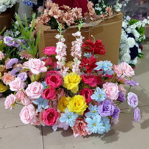 Rangée de fleurs pour allée de mariage, style <span class=keywords><strong>jardin</strong></span>, 60 cm, rose vif, bleu poussière, Hortensia et Rose à toucher réel, fleurs de sol roses - Product Image 5