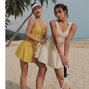 Conjunto Deportivo <span class=keywords><strong>de</strong></span> Verano <span class=keywords><strong>para</strong></span> Mujer, Falda Corta sin Mangas <span class=keywords><strong>para</strong></span> Correr, Tenis y <span class=keywords><strong>Yoga</strong></span>, Ajustada y Elástica, Color Sólido, Beautiful Back 2024 - Product Image 4