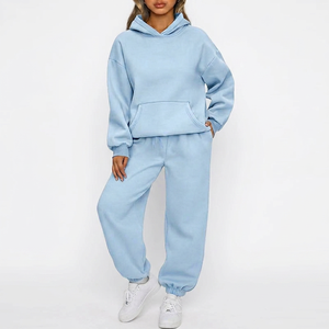 Ensemble de survêtement en coton ample surdimensionné pour femmes, fabrication de vêtements en marque privée OEM ODM - Product Image 1