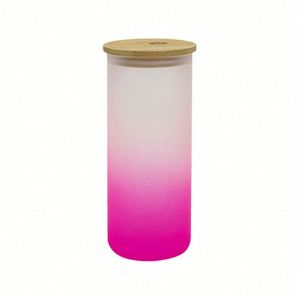 Bouteille d'eau en verre en forme de canette de bière 18 oz, gobelet vierge pour sublimation, gobelet givré 18 oz, bocal Mason avec couvercle et paille - Product Image 1