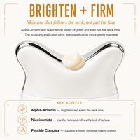 Crème éclaircissante pour le cou personnalisée OEM avec applicateur massant à bille, complexe Alpha-Arbutine, Niacinamide et Peptides pour raffermir, sculpter et unifier le teint