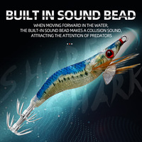 6 Couleurs 7cm Lumineux Squid Jig Rattling perle À L'intérieur Squid Seiche Jigs Leurres Spinner Appât Bois Crevette Avec Double Crochet