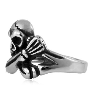 yunnique Men's <b>Titanium</b> Steel <b>Ring</b> Skull Skeleton Design Punk Style Fashion Jewelry Gift - Product Image 4