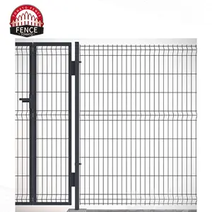 Obral Panel pagar taman logam luar ruangan berkelanjutan 3D pagar jaring kawat las melengkung dan gerbang