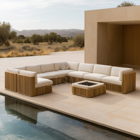 Ensemble de canapés de patio en teck haut de gamme, canapé de jardin extérieur, chaise individuelle