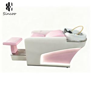 Fauteuil de lavage de cheveux de haute qualité, confortable, avec repose-pieds, rose color-block, inclinable, pour salon, avec circulation d'eau - Product Image 6