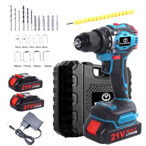 ชุดเครื่องมือสว่านไร้สายขนาดเล็ก DZCW-21-2 21V พร้อมแบตเตอรี่ลิเธียมแบบชาร์จได้ OEM ปรับแต่งได้ แรงบิด 30N.m ความจุ 2000mAh - Product Image 1