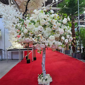 Tienda de interior casi natural árboles de flores rosas decoración de boda verde con rosas rojas de seda árbol de flores artificiales - Product Image 5