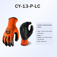 Guantes de Trabajo Recubiertos de Látex Natural Baratos CY, Guantes de Seguridad Industriales de Poliéster 13G para Trabajos de Construcción EN388, Guantes Resistentes