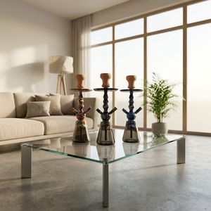 Chicha moderne colorée avec corps en plastique finition marbre et un seul tuyau pour fumer la chicha - Product Image 3