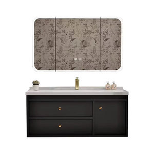 French retro style bathroom cabinet ceramic integrated basin wash basin black thickened - Product Image 1