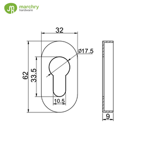 Poignée de porte d'usine ovale en acier inoxydable cylindre trou de serrure couvercle écussons pour porte - Product Image 2
