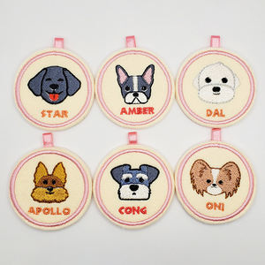 Etiqueta de Identificación Personalizada con Bordado Redondo para Collar de Perro, Etiqueta con Nombre Bordado con Cara de Perro - Product Image 5