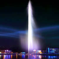Fuente de Chorro de Agua Personalizada de Alta Potencia con Iluminación RGB/Láser, Construcción de Acero Inoxidable, Resistente al Agua IP68, para Parques, Lagos y Paisajes