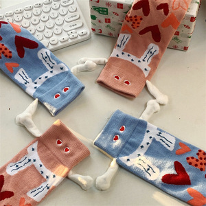 Compports Cartoon Unisexe Saint Valentin Magnétique Main dans la Main Drôle Nouveauté Chaussettes - Product Image 2