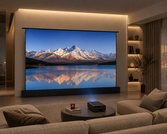 Motorized Floor Rising Long Throw ALR Projector Screen 72 84 92 100 110 120 133 150 Inch Electric Projection Screen 16:9 HD