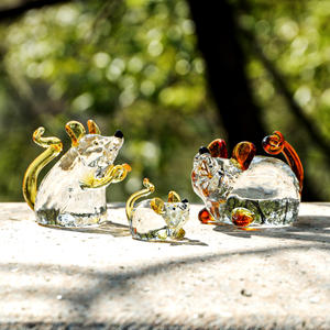 Figurine d'animal en cristal couleur ambre poli, écologique, motif souris assise, décoration d'intérieur, objet de collection - Product Image 6