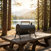 Barbecue familial portable en acier inoxydable, dispositif de sécurité anti-flamme, pliable double face pour mini-camping, pique-nique en plein air
