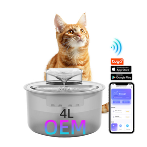 เครื่องให้น้ำแมวแบบอัตโนมัติ OEM 4 ลิตร พร้อม WiFi  พร้อมไส้กรองแบบไร้สาย ถาดน้ำสแตนเลส ควบคุมผ่าน<span class=keywords><strong>แอ</strong></span><span class=keywords><strong>ป</strong></span> Tuya - Product Image 1
