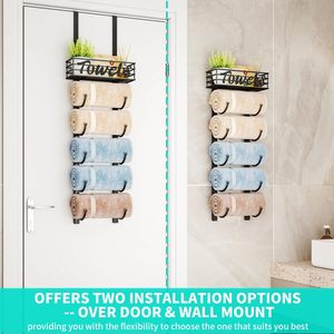 Modern Eco-friendly Bathroom <strong>Towel</strong> Rack Holder 6-Tier Floor Mounted Rolled <strong>Towel</strong> Storage Organizer Metal Shelf Basket - Product Image 2