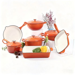 Ensemble <span class=keywords><strong>de</strong></span> 7 casseroles et poêles en fonte émaillée avec couvercles pour cuisinières à gaz et à induction – Vente en gros fabricant - Product Image 6