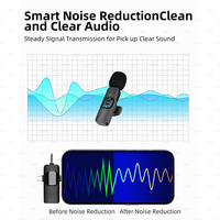 Mini Microphone Sans Fil Lavalier K15 pour iPhone Android Appareil Photo, Micro Clip Professionnel à Réduction de Bruit pour Enregistrement