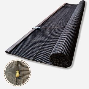 Cortinas enrollables de bambú hechas a mano naturales personalizadas, cortinas de ventana de sombreado fuerte para exteriores, hogar, oficina, dormitorio, Cortina de Bambú - Product Image 6