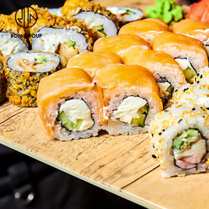 Gran oferta logotipo personalizado Hotel estilo japonés restaurante vajilla grano de madera rectángulo Sushi <span class=keywords><strong>comida</strong></span> servir melamina plástico - Product Image 4