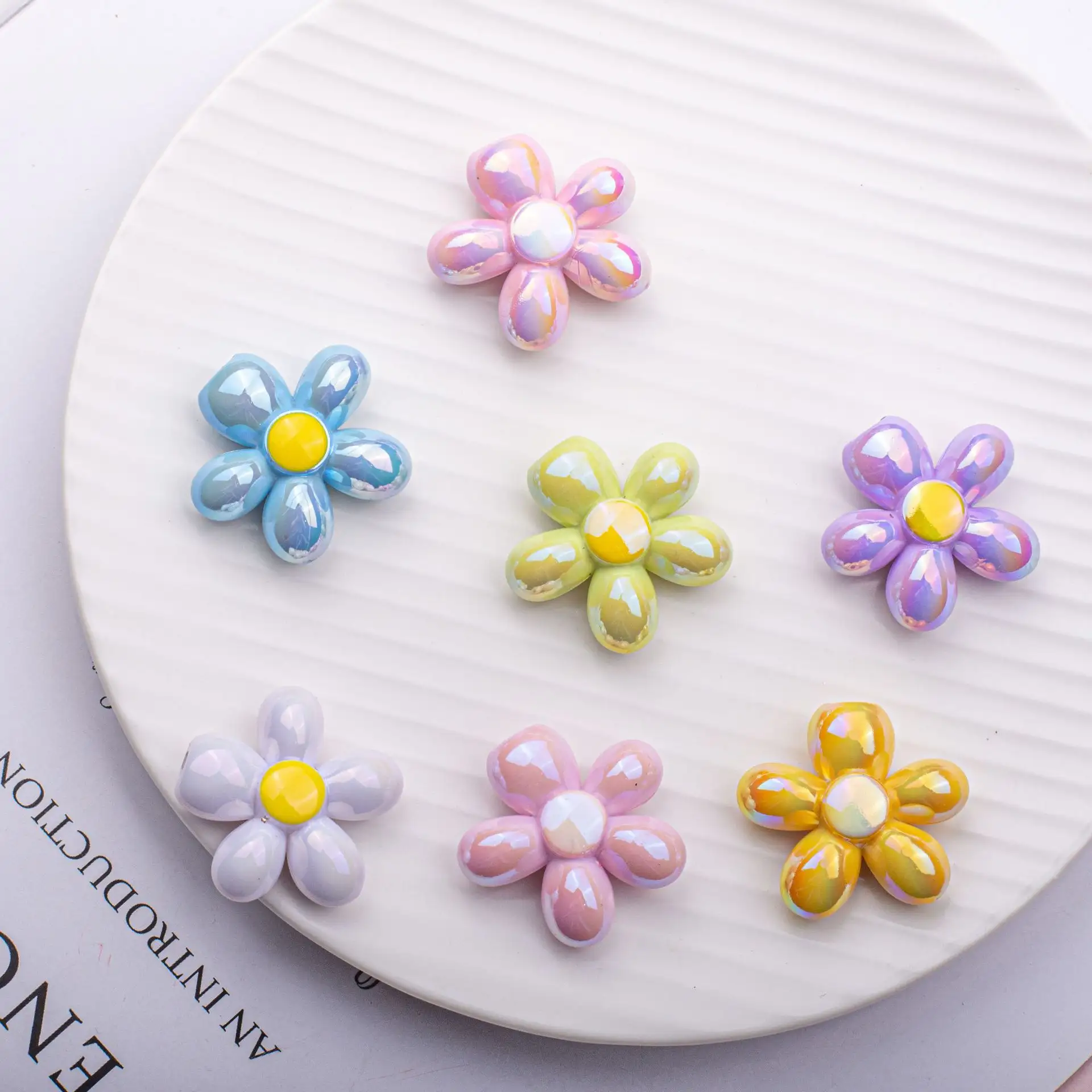 Grosir perhiasan DIY liontin buatan tangan membuat gantungan kunci personalisasi kalung aksesoris akrilik bunga kecil pesona