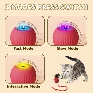 Nouveau design en promotion : Balle interactive intelligente avec accessoires de queue, roule sur tapis, jouet intelligent pour chat, rapide et indestructible - Product Image 3