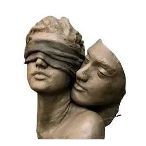 <span class=keywords><strong>Scultura</strong></span> Artistica Personalizzata in Metallo Ottone Fuso, Statua in Bronzo di Volto Maschile e Femminile - Product Image 1