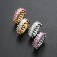 Bague Éternité Tendance en Zircon Cubique Rond Taille Pavé Brillant, Bijoux de Mariage en Diamant de Laboratoire Royal