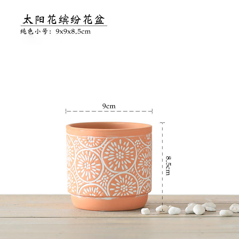 Tournesol rouge poterie couleur unie petite taille 9cm