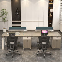 Set Scrivania a L in Legno con 4 Sedie, Design Moderno e Minimalista, Cassetto Portaoggetti, Scrivania da Ufficio