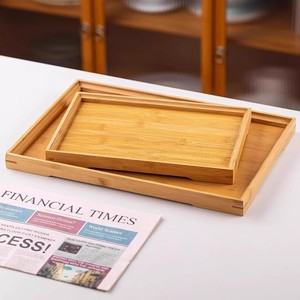 Plateau de service rectangulaire en bambou, motif bois, pour thé, fruits, usage domestique, avec emballage - Product Image 5