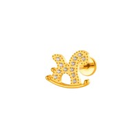 Produsen Perhiasan Tubuh Anting-anting Titanium ASTMF136 Ulir Dalam Labret CZ Rocking Horse Shark Heart Cartilage Helix Tragus